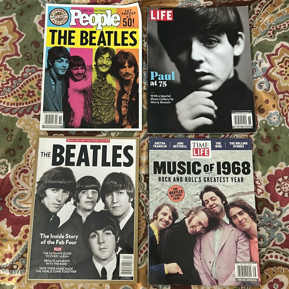Four magazines featuring The Beatles